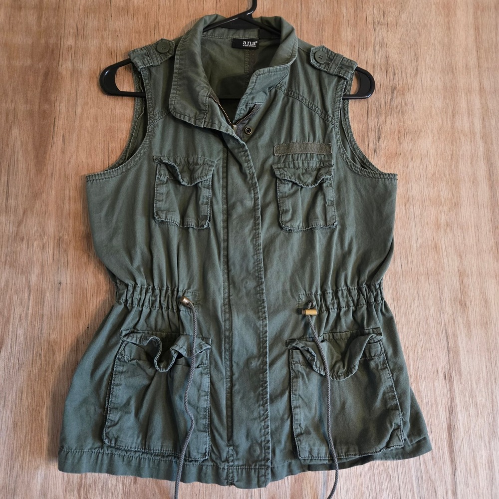 Gorpcore Olive Green Utility Vest Small Military Cargo Cotton Grunge Hiking